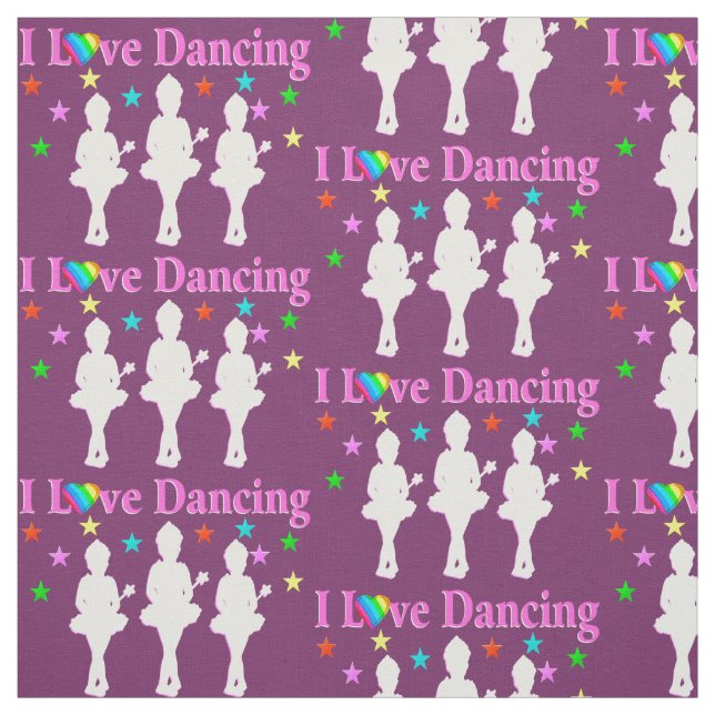 LILA UND PINK I LIEBE TANZEN BALLETT FABRIC STOFF (Muster)