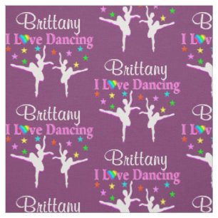 LILA UND PINK PERSONALISIERT BALLERINA FABRIC STOFF