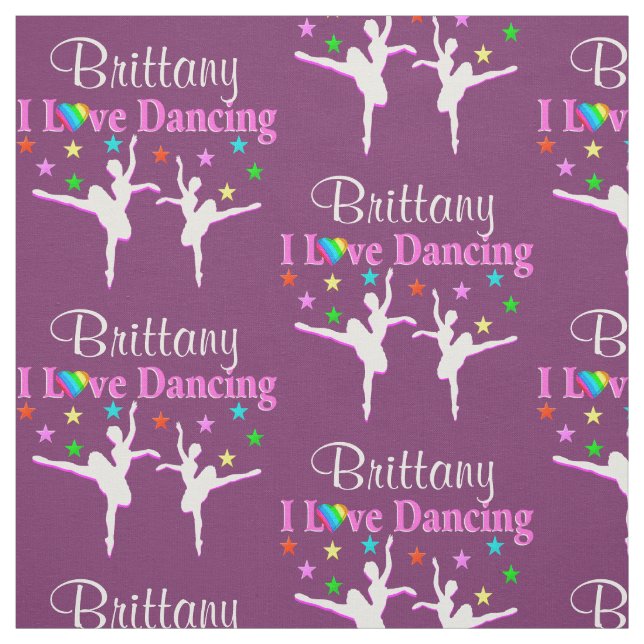 LILA UND PINK PERSONALISIERT BALLERINA FABRIC STOFF (Muster)