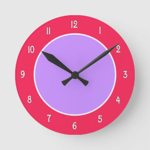 Lila und pinkfarbene Colorblock Wand-Uhr Runde Wanduhr