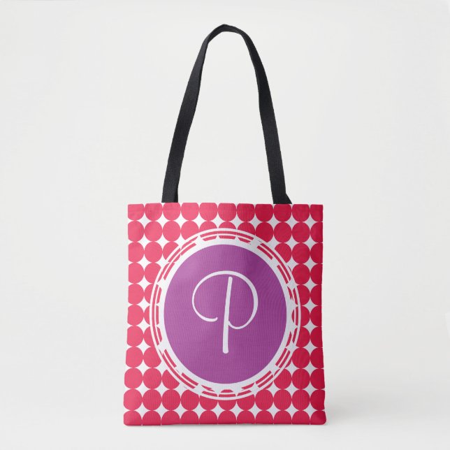 Lila und Red Polka Dot Monogramm (Vorderseite)