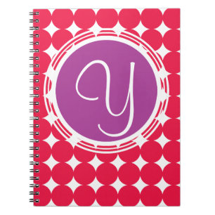 Lila und Red Polka Dot Monogramm Notizblock