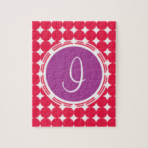 Lila und Red Polka Dot Monogramm Puzzle
