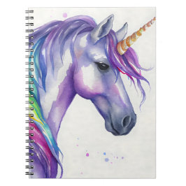 Lila und Regenbogenfantasy Unicorn Wasserfarbe Notizblock
