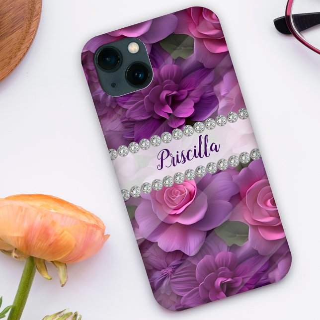 Lila und rosa 3D-Rose, speziell für Diamanten Case-Mate iPhone Hülle (Von Creator hochgeladen)