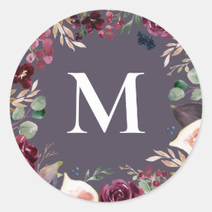 Lila und rosa Aquarellblüten Runder Aufkleber