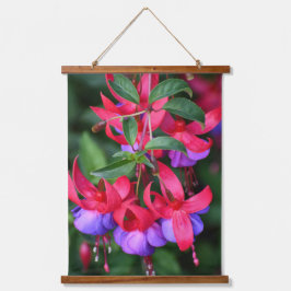 Lila und rosa Bicolor Fuchsia Floral Wandteppich Mit Holzrahmen