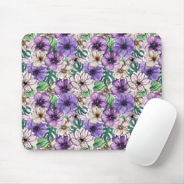 Lila und rosa Blume Mousepad (Mit Mouse)
