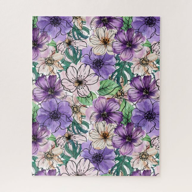 Lila und rosa Blume Puzzle (Vertikal)