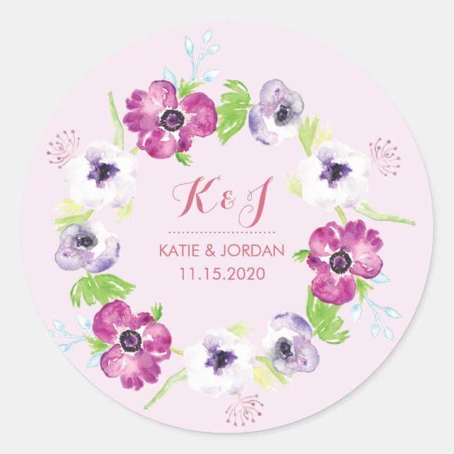 Lila und rosa Blume Runder Aufkleber (Vorderseite)