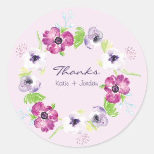 Lila und rosa Blume Runder Aufkleber