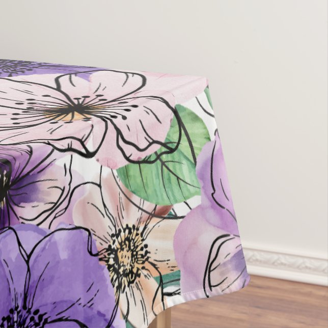 Lila und rosa Blume Tischdecke (Beispiel)