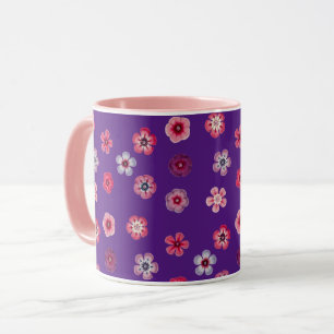Lila und rosa Blume Vintage Tasse