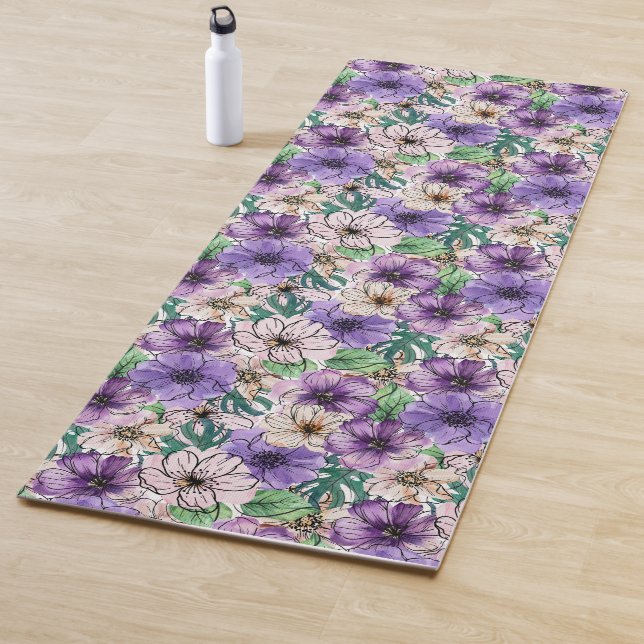Lila und rosa Blume Yogamatte (Beispiel)