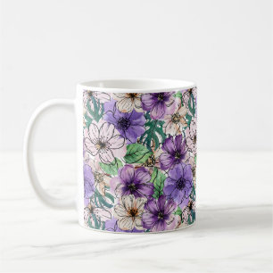 Lila und rosa Blumen Kaffeetasse