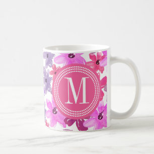 Lila und rosa Blumenfarbe Personalisiert Tasse