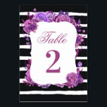 Lila und rosa Blumenhochzeit. Schwarze Streifen Tischnummer<br><div class="desc">Moderne Schwarz-Weiß Hochzeit Tischnummer mit Aquarell lila und rosa Blume. Geeignet zum Geburtstag,  Jubiläum und jedes andere Party. Bitte kontaktieren Sie mich,  wenn Sie weitere Informationen benötigen.</div>