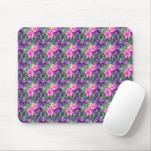 Lila und rosa Blumenmuster Mousepad