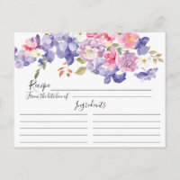 Lila und rosa Blüten Blumenrezeptkarte