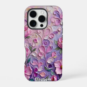 Lila und Rosa Blütenabstraktion iPhone 16 Pro Hülle
