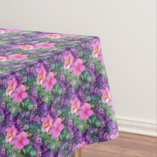 Lila und rosa botanisches Blumenmuster Tischdecke