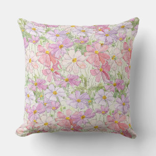 lila und rosa Cosmos-Blumen-Muttertagskissen Kissen