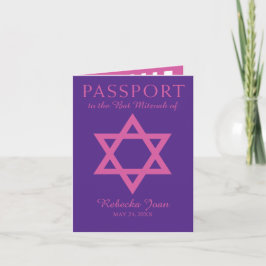 Lila und rosa Davidsstern Schläger Mitzvah Pass Einladung