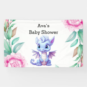 Lila und rosa Dragon Peony Girl Babydusche Banner