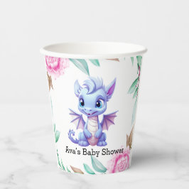 Lila und rosa Dragon Peony Girl Babydusche Pappbecher