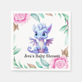 Lila und rosa Dragon Peony Girl Babydusche Serviette