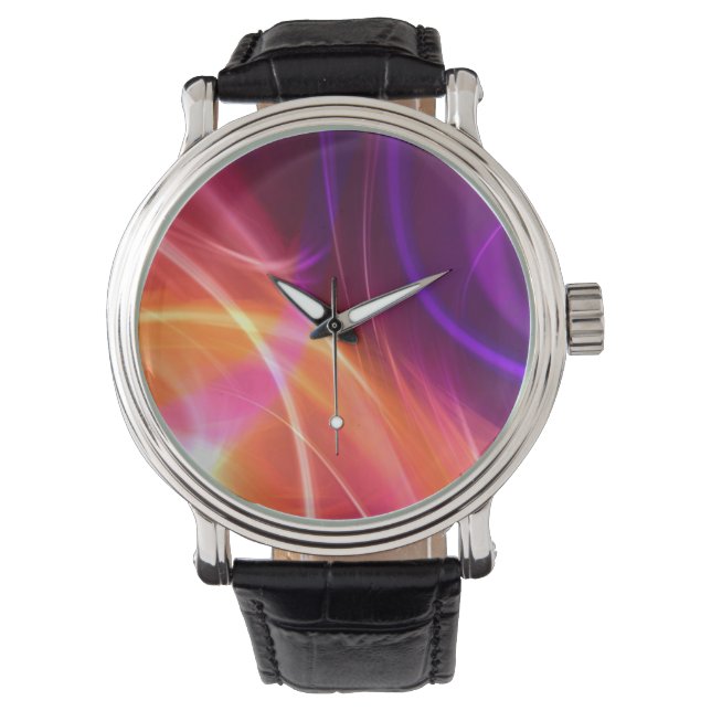 Lila und rosa dynamische Waves Armbanduhr (Vorderseite)