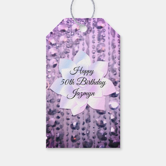 Lila und rosa Elegant Beaded Geschenkanhänger (Vorderseite)