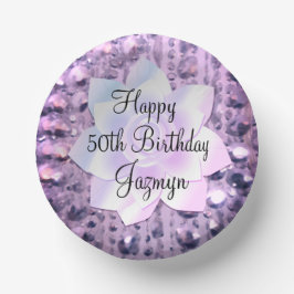 Lila und rosa Elegante Geburt Pappteller