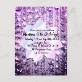 Lila und rosa Elegante Geburt Postkarte