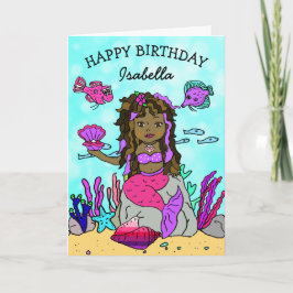 Lila und rosa Ethnic Mermaid Happy Birthday Card Karte