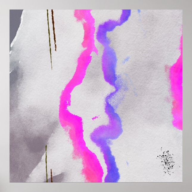 Lila und rosa Farbe Abstrakt Poster (Vorne)