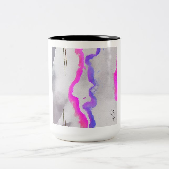 Lila und rosa Farbe Abstrakt Zweifarbige Tasse (Mittel)