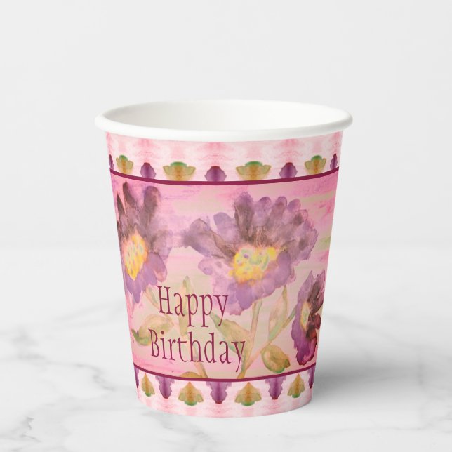 Lila und rosa Farbe Pappbecher (Vorderseite)