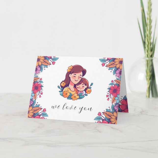 lila und rosa farbige Happy Mother Day Card Karte (Vorderseite)