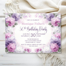 Lila und Rosa Floral 50. Geburtstagsfeier