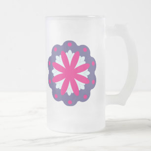 Lila und rosa florale Formen Mattglas Bierglas