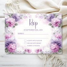 Lila und Rosa Florale Hochzeits-RSVP