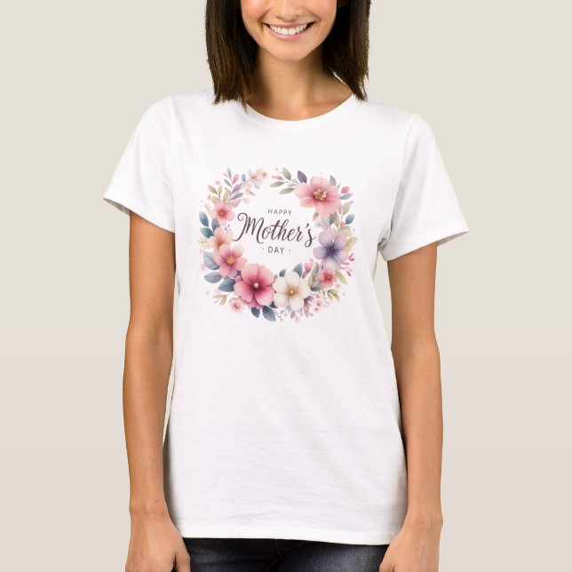 Lila und rosa Frühlingstag Blumenstrauß Muttertag T-Shirt (Vorderseite)