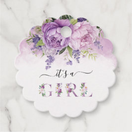 Lila und rosa Garden Blume Mädchendusche Geschenkanhänger