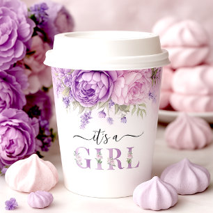Lila und rosa Garden Blume Mädchendusche Pappbecher