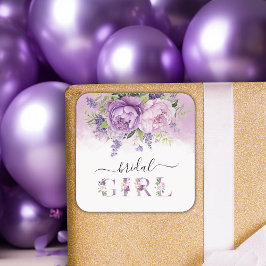 Lila und rosa Garden Blume Mädchendusche Quadratischer Aufkleber