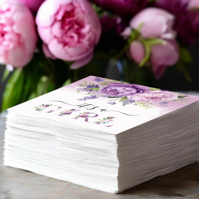 Lila und rosa Garden Blume Mädchendusche Serviette (Purple And Pink Garden Flowers Girl Baby Shower Napkins)