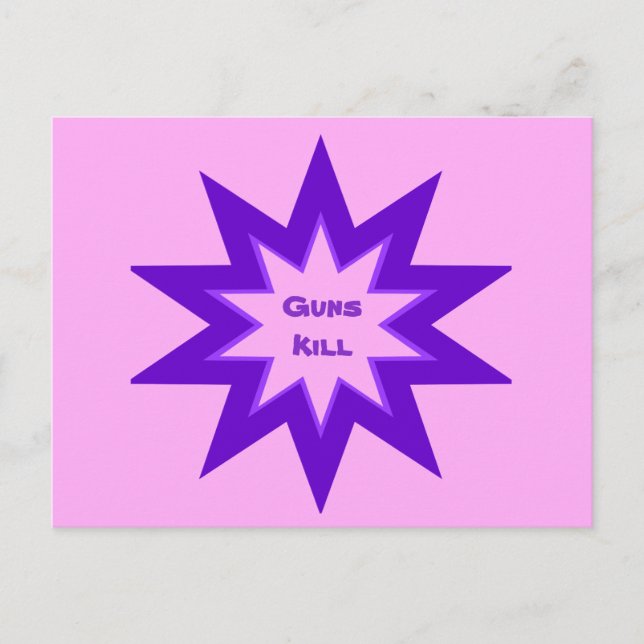 Lila und rosa Gewehre töten Postkarte (Vorderseite)