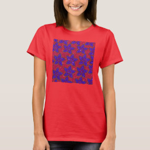 Lila und rosa Glitzer-Blumendruck T-Shirt