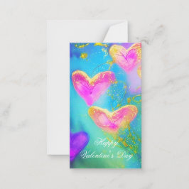 Lila und rosa glitzernde Herzen Mitteilungskarte